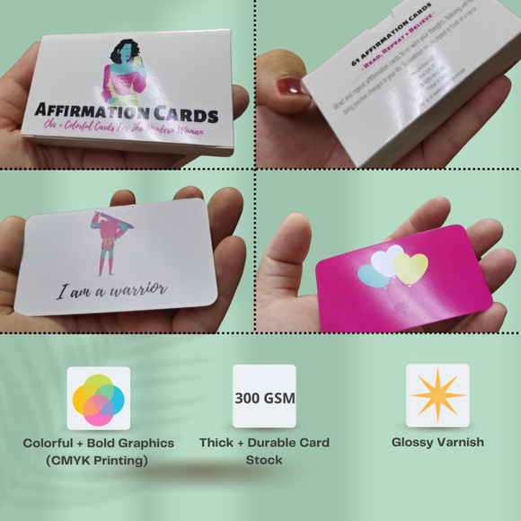 Positive Daily Affirmation 61 Card Deck With Mirror CARRY CASE Set Motivation - Picture 3 of 5